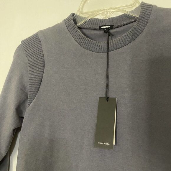 NEW! MONROW long sleeve gray knit bodycon mini dress size SMALL - Picture 2 of 5